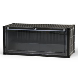 MOCBURIKU Display Case for Figures Collectibles, One-Piece Molded Magnetic Door with LED Lights, Stackable No Assembly Required Acrylic Showcase for Action Figures, Toys, Dolls (Black)