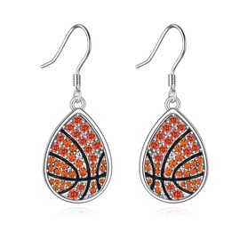 POPLYKE Teardrop Basketball Earrings for Women Sterling Silver Basketball Dangle Earrings CZ Basketball Jewellery Gifts Birthday