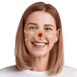 FunisFun Crochet Nose Warmer for Winter Cute Animal Shape Nose Cover for Men Women Cold Weather Outdoor Activities Prank Gag Gift (Brown)