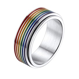 Prosteel Pride Rings for Women Girls Lesbian Jewellery Rainbow Ring Stainless Steel Fidget Rings