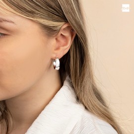 Amberta Women Handmade 925 Sterling Silver Chunky Hoop Earrings: Silver Chunky Hoop Earrings 20 mm