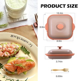 Microwave Grill Pan with Lid, Microwave Griller & Crisper Pan for Grilling, Frying, Browning and Crisping, Multi-Purpose Microwave Cookware for Grill Meat, Sandwich & Vegetable, Safe for Family,Dorms