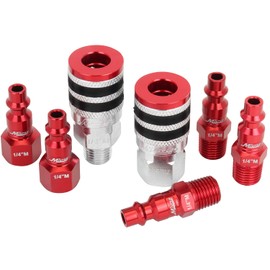 Colorfit by Milton Coupler & Plug Kit (M-Style) with Rubber Bumpers – 1/4" NPT Quick Connect Hose Fittings for Air Tools & Compressors - 7-Piece