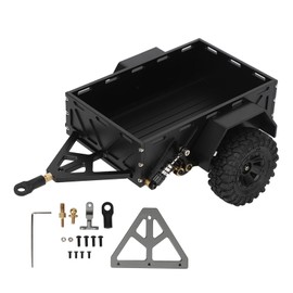 RC Car Hitch Trailer Aluminum Alloy Antislip Rubber Tire Rustproof for Traxxas TRX4M 1/18 RC Car Black