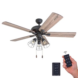 Prominence Home 50745-01 Lincoln Woods Farmhouse Ceiling Fan (3 Speed Remote), 52", Barnwood/Tumbleweed, Aged Bronze