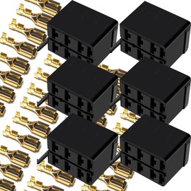 GIETOP GI1407 Lot/Sets 6.3mm 14-16AWG Female Gold Spade Terminal Connector + Rocker Switch Plug Connect Box Socket ARB Carling (6 Sets)