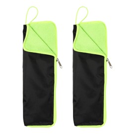 QUARKZMAN 2 Pieces Wet Umbrella Bag 12.6 Inch Oxford Cloth Umbrella Cover with Microfibre Interior Waterproof Portable Compact Cases for Foldable Travel Umbrellas, Green