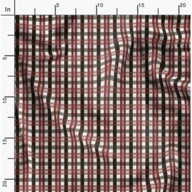 Soimoi Brown Poly Crepe Fabric Gingham Check Fabric Prints by Yard 52 Inch Wide
