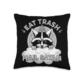 Funny Latina Quince Shirts and Eat Trash Hail, Pentagram Satanic Garbage Throw Pillow, 16x16, Multicolor