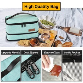 HOMESPON Expandable Lunch Bag for Men Women Insulated Lunch Box Holder with Handle for Picnics Work Travel(Green)