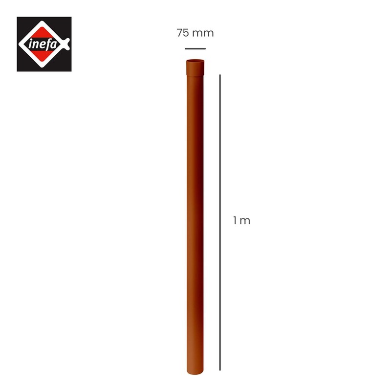 INEFA Downpipe 100 cm, PVC DN75 / 75 mm, Brown,