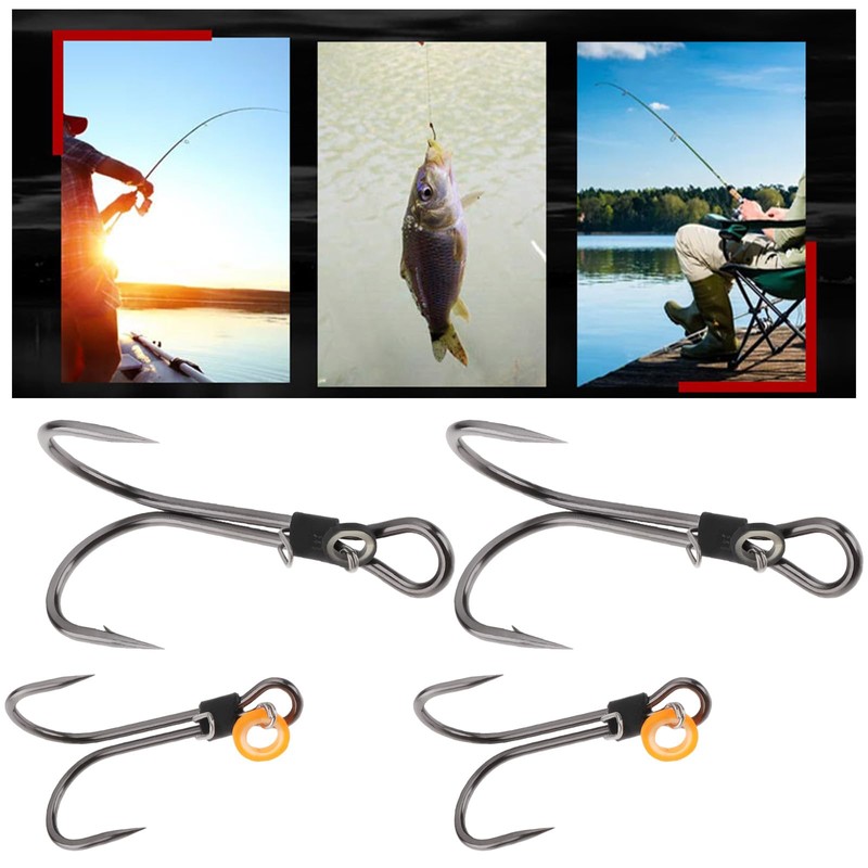 LT Easiyl 6pcs Double Fishing Hooks Fishing Bait Holder Hook