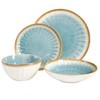 Gibson Elite Mayfair Bay Embossed Double Bowl Dinnerware Set, Service