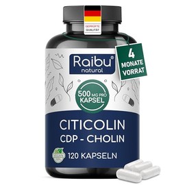 Choline Citicoline Capsules High Dose 500 mg per Capsule - 4 Months Supply - Only 1 Capsule Daily - 120 Capsules CDP-Choline - Bioactive Choline Inform, No Additives, Vegan, Laboratory Tested