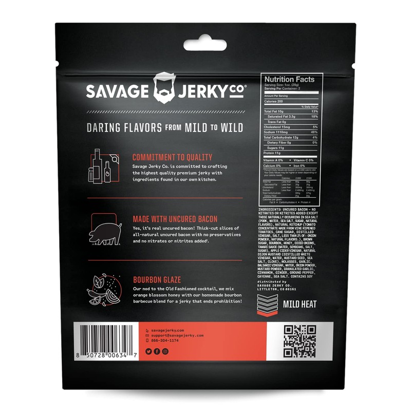 Uncured Bacon Jerky 2-Pack - Maple Cayenne & Bourbon Glaze