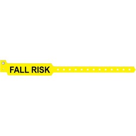 PDC Healthcare WBCFRA-3 1 Confident Fall Risk Alert Wristband, Permanent Snap Closure for Adult, 13" Length, 3.875" x 1" Information Area, Yellow (Box of 500)