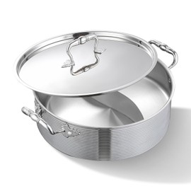 DELARLO 8QT Stainless Steel Hot Pot Induction Shabu Shabu Pot With Lid 13in