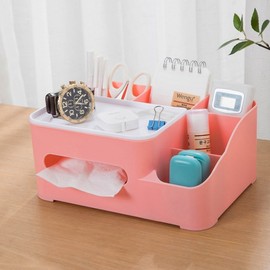 Multi desk organizer tissue case (24.5x18cm) (Pink)