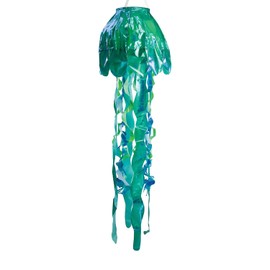 In the Breeze 5257 — 40-inch Teal Iridescent Jellyfish 3D Windsock — Simmering Windsock with Inflatable Head and Free-Flowing Tentacles