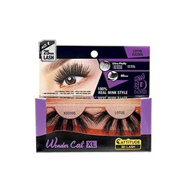 CATTITUDE 3D LASHES Lotus Wonder Cat XL Faux Mink False Eyelashes, Lightweight & Reusable, Cruelty-Free