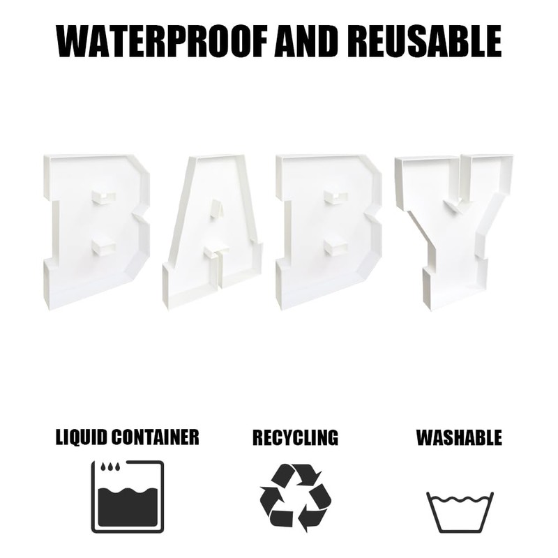 ANNJINT Plastic Fillable BABY Letter Board, BABY Shower PLA Charcuterie