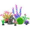 Ameliade Aquarium Artificial Plastic Plants Decorations and Rock Cave Decor