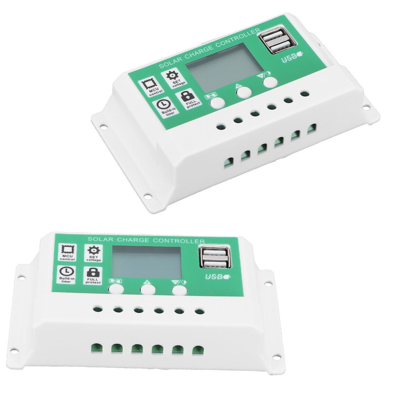LCD Solar Charge Controller Adjustable 10A 12V 24V PWM Charging