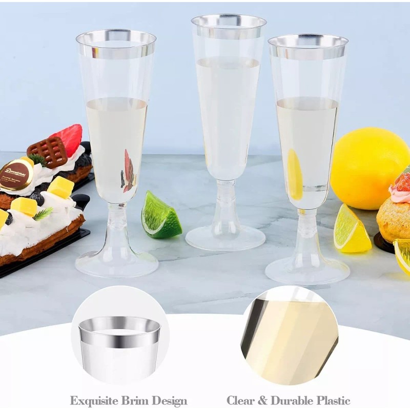 Baixi Copas Desechables Vino, Postres Plástico Premium 25 Piezas