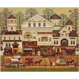 Charles Wysocki "Old Main Street" New CUSTOM FRAMED Art Americana