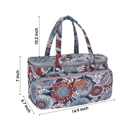 Hanfetch Yarn Bag-Large Size-Yarn Storage Organizer with Grommets-Portable Crochet Bag for Yarn Skeins-Crochet Hooks-Knitting Needles -Other Accessories (Sunflower)