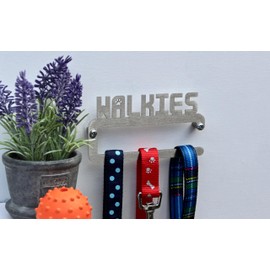 The Medal Hanger Shop | Walkies Dog Lead Hanger | Brushed Stainless Steel | Straight Bar Design | Dog Lead Leash Hanger Holder Hook | Made in Britain