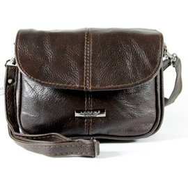 Small Leather Handbag / Shoulder / Overbody Bag (Dark Brown)