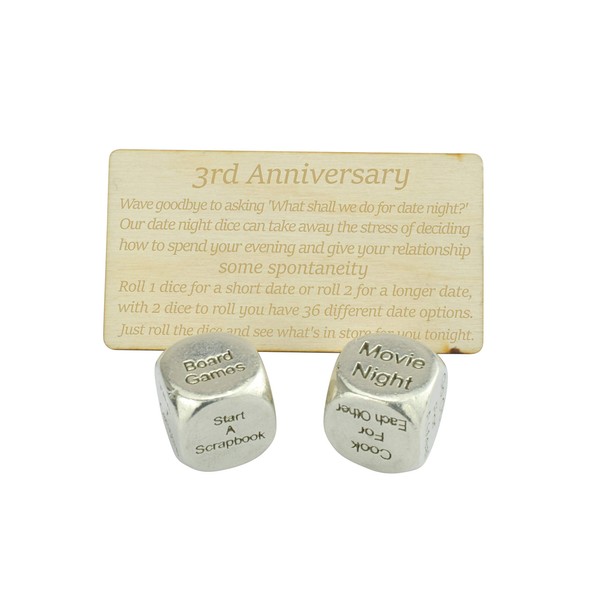 3 Year Anniversary Metal Date Night Dice - Create a Unique 3rd Anniversary Date Night