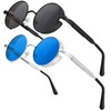 Pack of 2 Steampunk Glasses Retro Sunglasses Men Round Retro