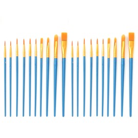 HRLORK Paint Brush Set 20 Pcs Professional Nylon Hair Brushes Different Sizes Brush for Acrylic Gouache Oil Painting Watercolor for Artists Adults Kids for Decorations Figurines Nail Art(Blue)