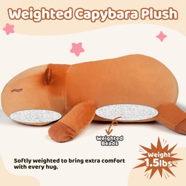 Puffpals Weighted Capybara Plush, 1.5LBS Weighted Stuffed Animal with Beads,Cute Capybara Plush Toys, Soft Sensory Gifts for Kids & Adults(14")