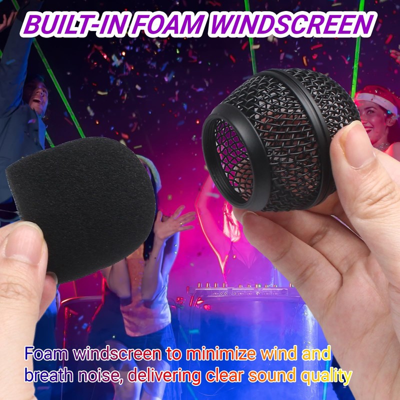 SOVNSG 4PCS Black Microphone Ball Head, Replacement Steel Mesh Grille