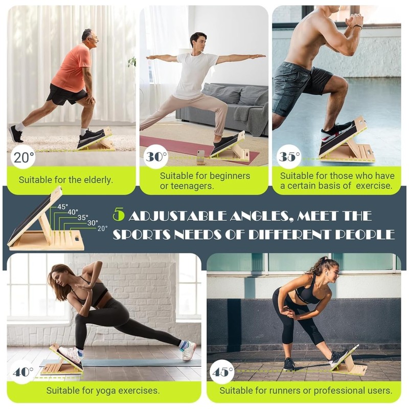 SSHAZ SPOT Professional Wooden Slant Board for Calf Stretching, Portable