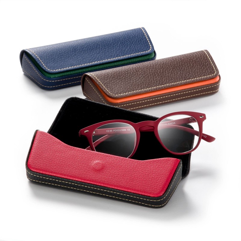 FEFI - Elegant glasses case in two-tone leather look, Green
