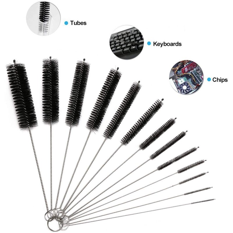 COOLKITALENT Conjunto de 13 Botella de Limpieza Cepillos, Nylon Cepillos