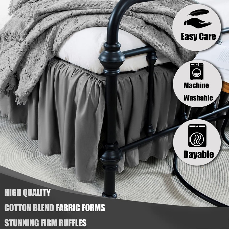 TSUTOMI Bed Skirt King Size Ruffled Bed Skirt with Split