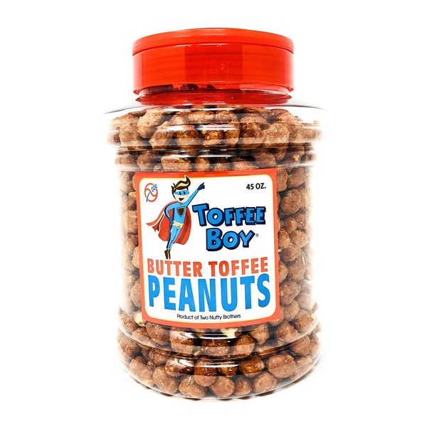 Toffee Boy's Butter Toffee Peanuts - 45 Oz Jar - Family Recipe, Fresh and Hand Cooked, Gluten Free, Real Ingredients, No Preservatives, The PERFECT Holiday Gift