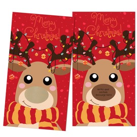 Outus 50 Pieces Christmas Scratch Off Cards Stickers Christmas Party Games Vouchers Festive Raffle Tickets Holiday Business Prize Drawings for Kids Adults Families Events Groups (Elk)