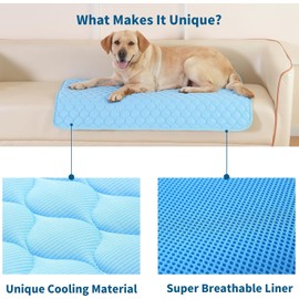 Self Dog Cooling Mat, Washable Ice Silk Cooling Mat for Small Medium Large Dogs and Cats, Pet Sleeping Pad for Crate, Bed, Indoor, Car Seats，62 * 50 (M)