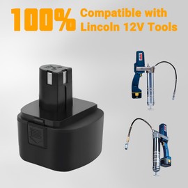 2-Pack Replacement Lincoln Battery, 12V 4000mAh Ni-MH, Rechargeable Battery with Higher Safety & Longer Runtime - Compatible with Lincoln LIN-1200, LIN-1201, LIN-1240, LIN-1242, LIN-1244 Grease Guns