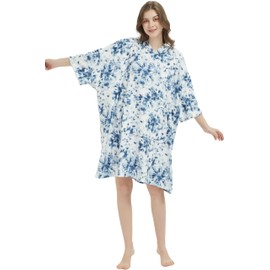 VERTAST Changing Bath Robe, Oversized Surf Poncho Hooded Towel Hoodie Beach Robe Swim Coverup Towel Wetsuit Water Absorbent & Quick-drying, One Size Fit Men Women, Tie-dye Blue