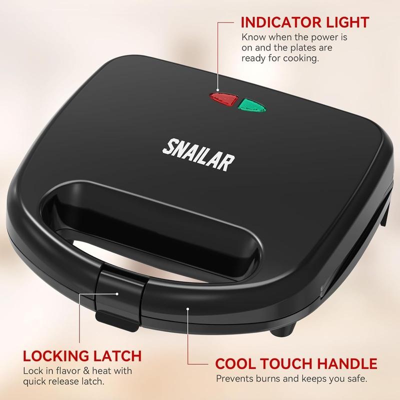 ABS07 Sandwich Maker, 2 Slice Grilled Cheese Maker with Non-stick