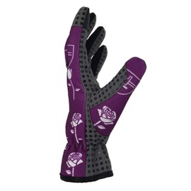 SAMONA Work and Gardening Gloves Micro Fibre Palm - Fourway Spendex, Index Finger for Smart Phone Usage (Purple, Medium)