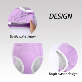 3 Pack Adult Cloth Diapers, Reusable Diaper Underwear, Adjustable Waist Circumference for Both Men and Women Black XXL