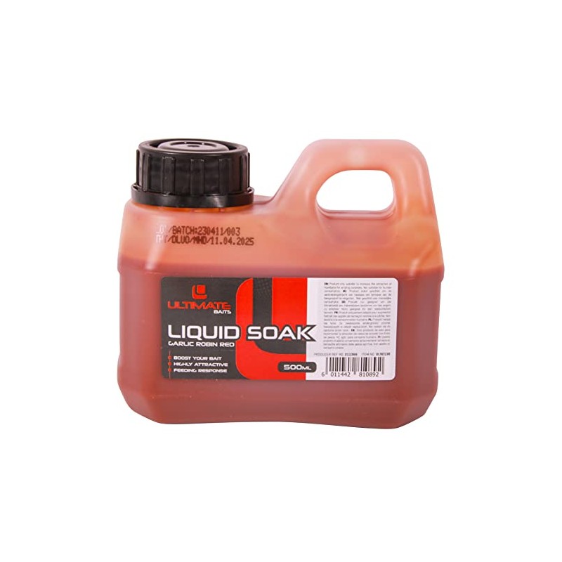 Ultimate Baits Liquid Soak 500 ml - Garlic Robin Red